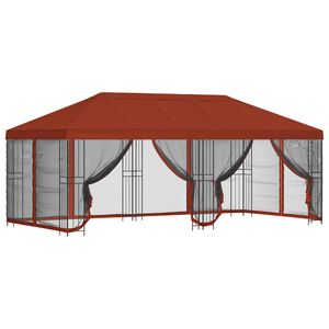 vidaXL Alt&aacute;nok so stenami 6 x 3 m Tehlov&aacute; Polyester a oceľ 190