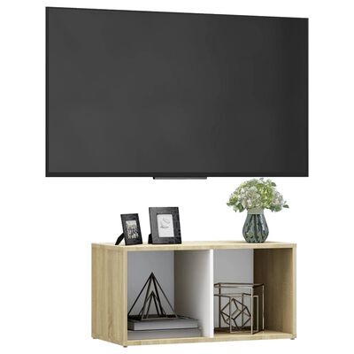 vidaXL TV skrinka, biela a dub sonoma 72x35x36,5 cm, kompozitné drevo