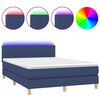 vidaXL Posteľ boxsping s matracom a LED modr&aacute; 140x200 cm l&aacute;tka