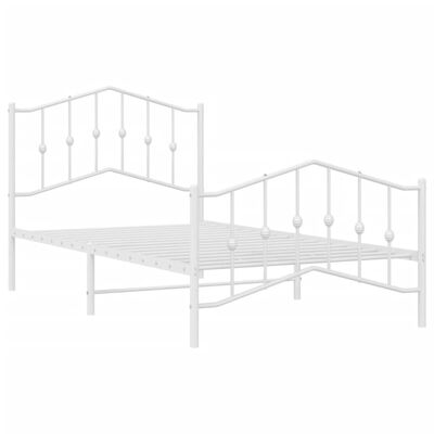 vidaXL Kovový rám postele s predným a zadným čelom biely 100x190 cm