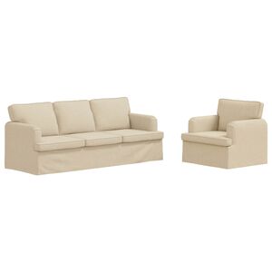 vidaXL Sada pohoviek 2 pcs Kr&eacute;mov&aacute; 144 x 80 x 85 cm l&aacute;tka