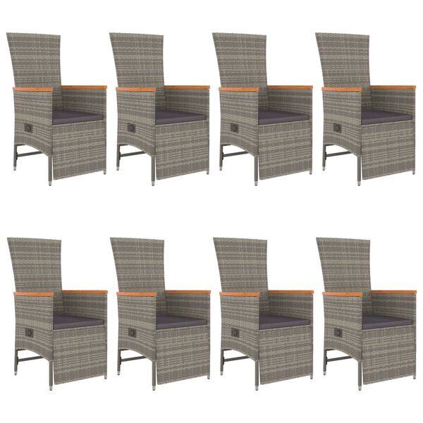vidaXL 9-dielna záhradná jedálenská sada s podložkami sivá polyratan