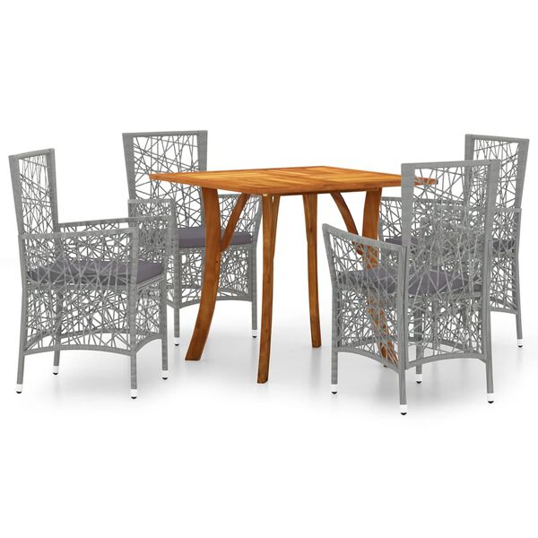 vidaXL 5-dielna z&aacute;hradn&aacute; jed&aacute;lensk&aacute; s&uacute;prava siv&aacute;