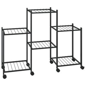 vidaXL Stojan na kvety s kolieskami 83x25x63,5 cm čierny železn&yacute;