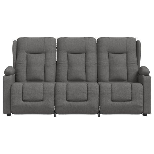 vidaXL 3-miestne sklápacie masážne kreslo+držiaky na poháre svetlosivé