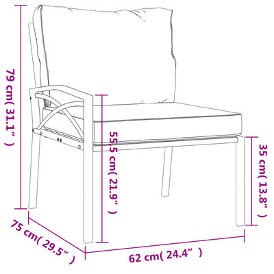 vidaXL Záhradné stoličky so sivými vankúšmi 2 ks 62x75x79 cm oceľ
