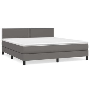 vidaXL Boxspring posteľ s matracom siv&aacute; 180x200 cm umel&aacute; koža