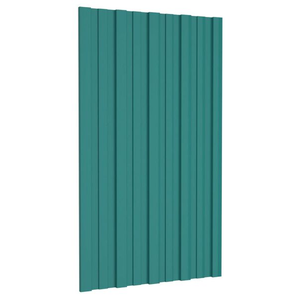 vidaXL Strešné panely 12 ks pozinkovaná oceľ zelené 80x45 cm