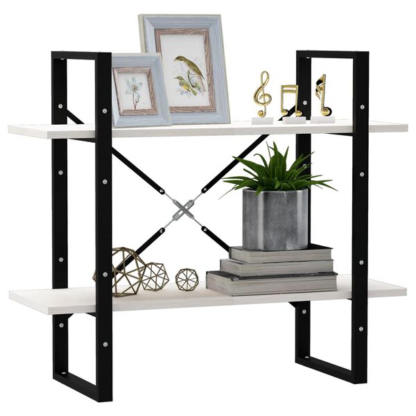 vidaXL Knižnica s 2 policami biela 80x30x70 cm masívna borovica