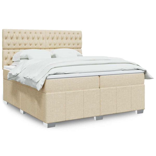 vidaXL Boxspring posteľ s matracom kr&eacute;mov&aacute; 200x200 cm l&aacute;tka