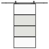 vidaXL Posuvn&eacute; dvere s kovan&iacute;m čierne 102,5x205 cm tvrden&eacute; sklo