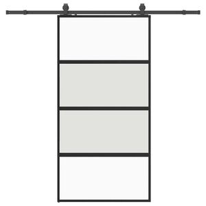 vidaXL Posuvn&eacute; dvere s kovan&iacute;m čierne 102,5x205 cm tvrden&eacute; sklo