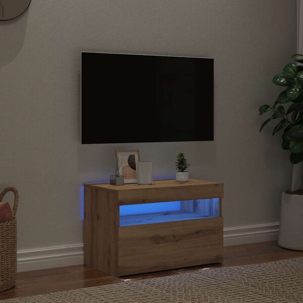 vidaXL TV skrinka s LED dub artisan 60x35x40 cm kompozitné drevo
