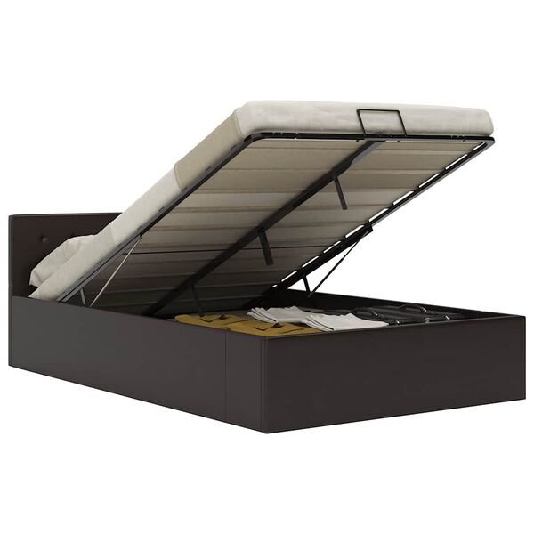 vidaXL Hydraulick&yacute; posteľn&yacute; r&aacute;m+&uacute;ložn&yacute; priestor, umel&aacute; koža 120x200 cm