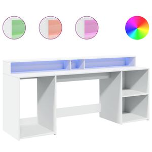 vidaXL St&ocirc;l s LED svetlami biely 200x55x91 cm kompozitn&eacute; drevo
