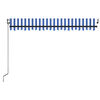 vidaXL Automatická markíza, LED a senzor vetra 450x350 cm, modrá/biela