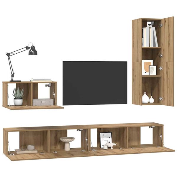 vidaXL N&aacute;stenn&yacute; TV kabinet 4 pcs Remeseln&yacute; dub Kompozitn&eacute; drevo