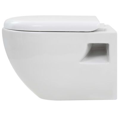 vidaXL Keramické závesné WC so skrytou vrchnou nádržou čierne