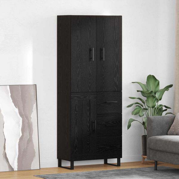 vidaXL Highboard so z&aacute;suvkou 2 pcs Čierny dub 69,5 x 34 x 180 cm