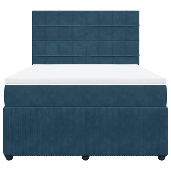 vidaXL Posteľn&yacute; r&aacute;m boxsping s matracom tmavomodr&yacute; 140x200 cm zamat