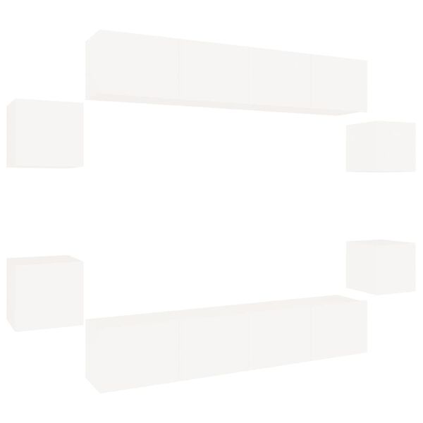 vidaXL 8-dielna súprava TV skriniek biela spracované drevo