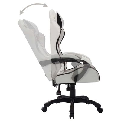 vidaXL Herná stolička s RGB LED svetlami bielo-čierna umelá koža