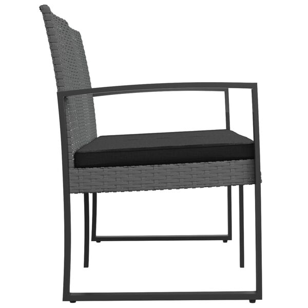 vidaXL 2-miestna záhradná lavička s podložkami tmavo sivá PP ratan