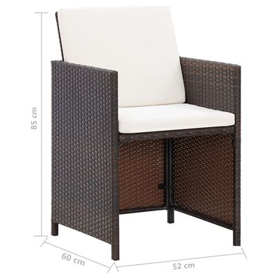 vidaXL 4-dielna záhradná súprava stoličky s podnožkou polyratan hnedá