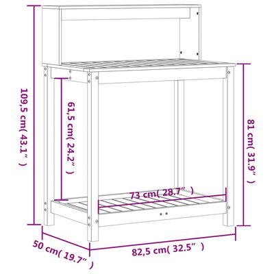 vidaXL Stôl na presádzanie s policami 82,5x50x109,5 cm impreg.borovica