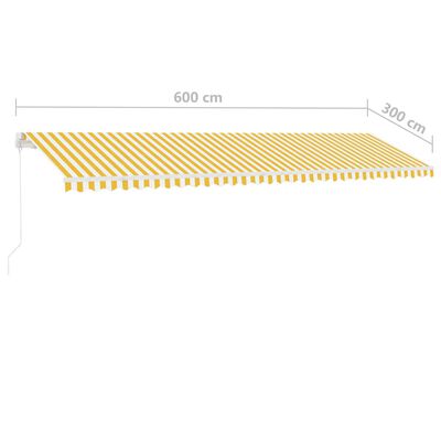 vidaXL Voľne stojaca ručne zaťahovacia markíza 600x300 cm, žlto biela