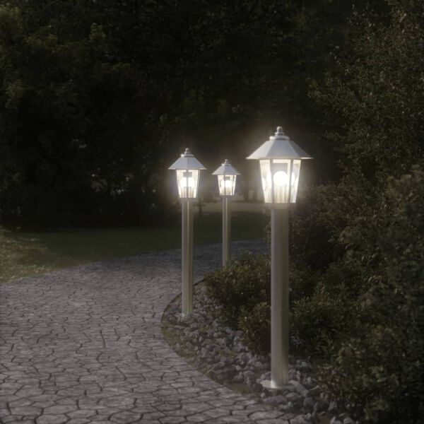 vidaXL Vonkajšia stojaca lampa strieborná 80 cm nehrdzavejúca oceľ