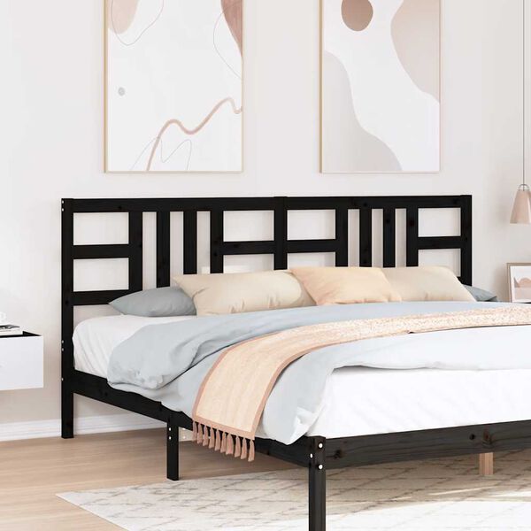 vidaXL Čelo postele čierne 206x4x100 cm mas&iacute;vna borovica