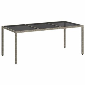vidaXL Z&aacute;hradn&yacute; st&ocirc;l siv&yacute; 190x90x75 cm tvrden&eacute; sklo a polyratan