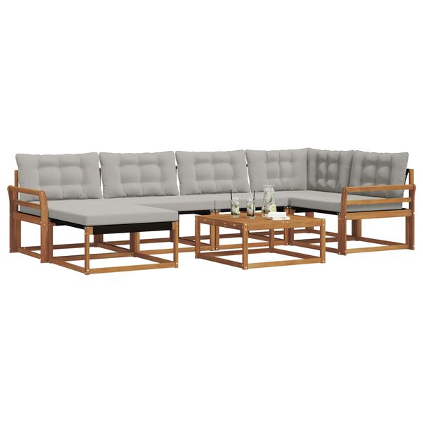 vidaXL Z&aacute;hradn&aacute; s&uacute;prava gaučov s vank&uacute;&scaron;om 7 pcs Pr&iacute;rodn&aacute; a svetlosiv&aacute;