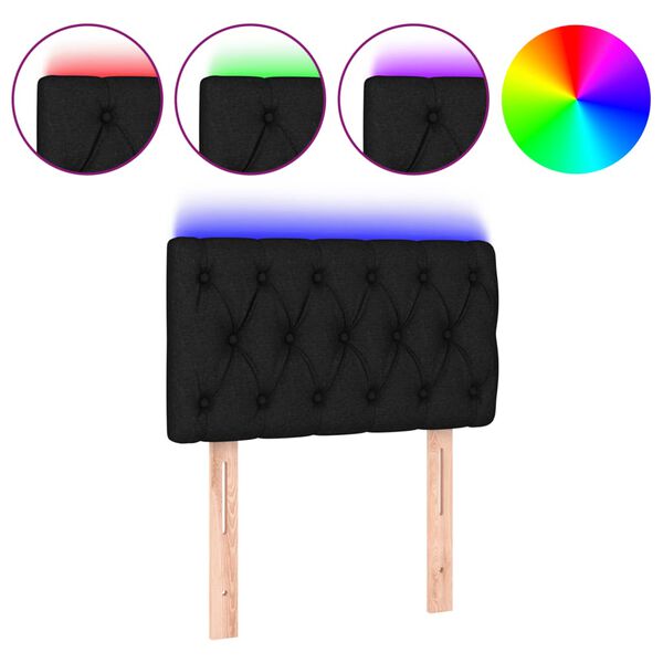 vidaXL Čelo postele s LED čierne 80x7x78/88 cm l&aacute;tka