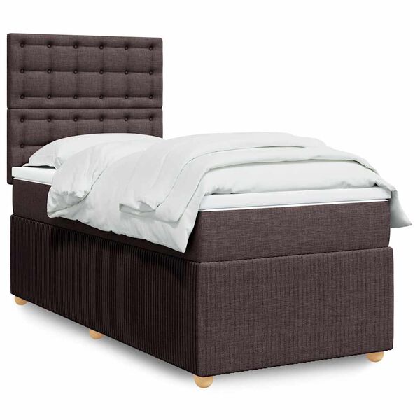 vidaXL Boxspring posteľ s matracom tmavohned&aacute; 90x190 cm l&aacute;tka