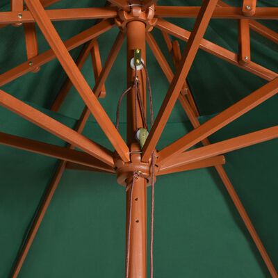 vidaXL Dvojitý slnečník s drevenou konštrukciou, 270x270 cm, zelený