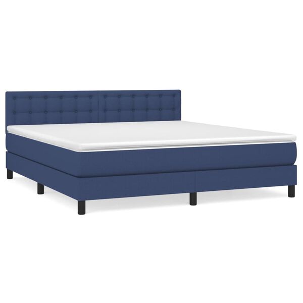 vidaXL Posteľn&yacute; r&aacute;m boxspring s matracom modr&yacute; 160x200 cm l&aacute;tka