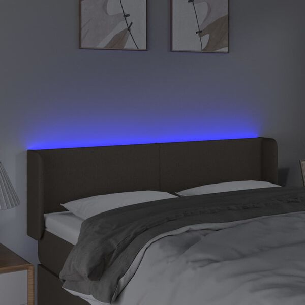 vidaXL Čelo postele s LED sivohned&eacute; 147x16x78/88 cm l&aacute;tka