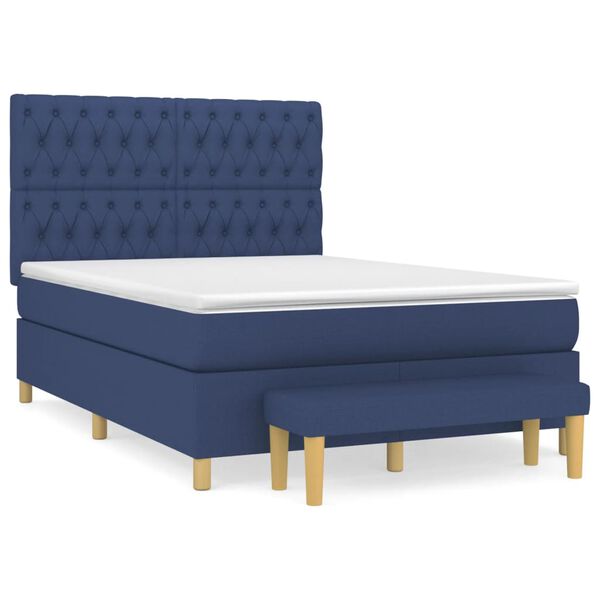vidaXL Boxspring posteľ s matracom modr&yacute; 140x190 cm l&aacute;tka
