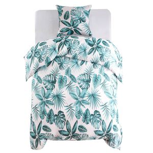vidaXL Posteľn&aacute; bielizeň, listy, zelen&aacute; 140x200/60x70 cm
