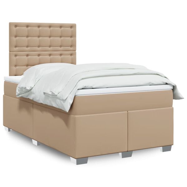 vidaXL Boxspring posteľ+matrac, kapuč&iacute;nov&aacute; 120x190cm, umel&aacute; koža
