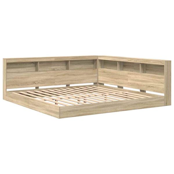 vidaXL Knižnica posteľ dub sonoma 180 x 200 cm Kompozitn&eacute; drevo