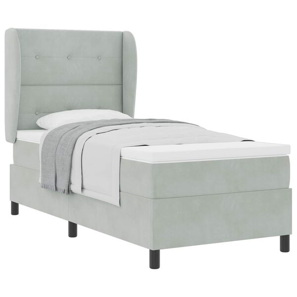 vidaXL Posteľ s pružinov&yacute;m r&aacute;mom Svetlosiv&aacute; 200 x 100 cm Polyester