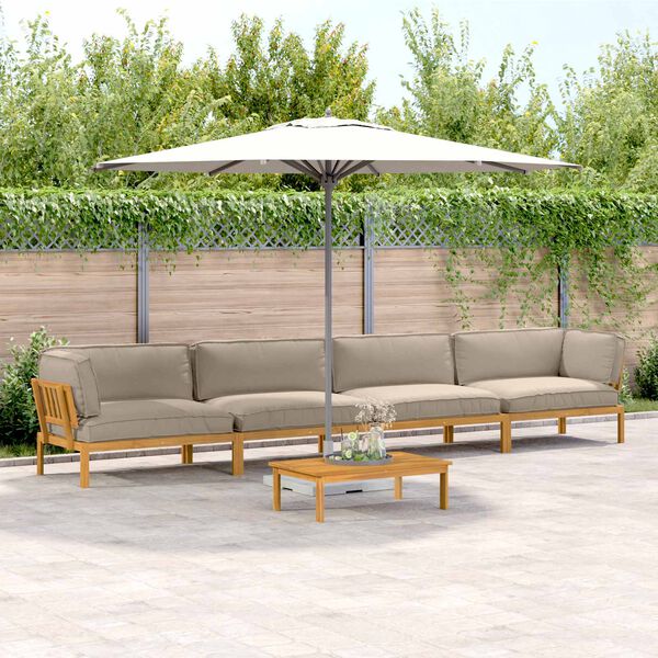 vidaXL Sada pohoviek s vank&uacute;&scaron;om 5 pcs Sivohned&aacute; Pevn&eacute; ak&aacute;ciov&eacute; drevo