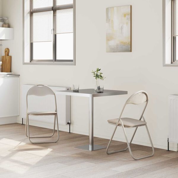 vidaXL Skladacia stolička 2 pcs Pieskov&aacute; 48 x 43,5 x 81 cm Umel&aacute; koža