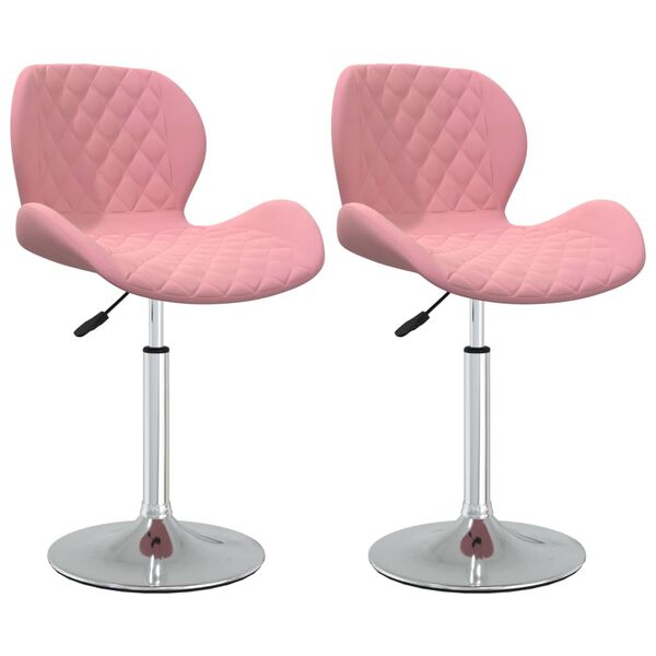 vidaXL Otočn&eacute; jed&aacute;lensk&eacute; stoličky 2 ks ružov&eacute; zamatov&eacute;
