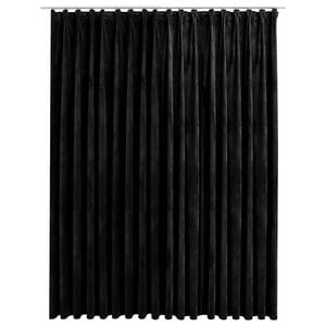 vidaXL Zatemňovac&iacute; z&aacute;ves s h&aacute;čikmi, zamat, čierny 290x245 cm