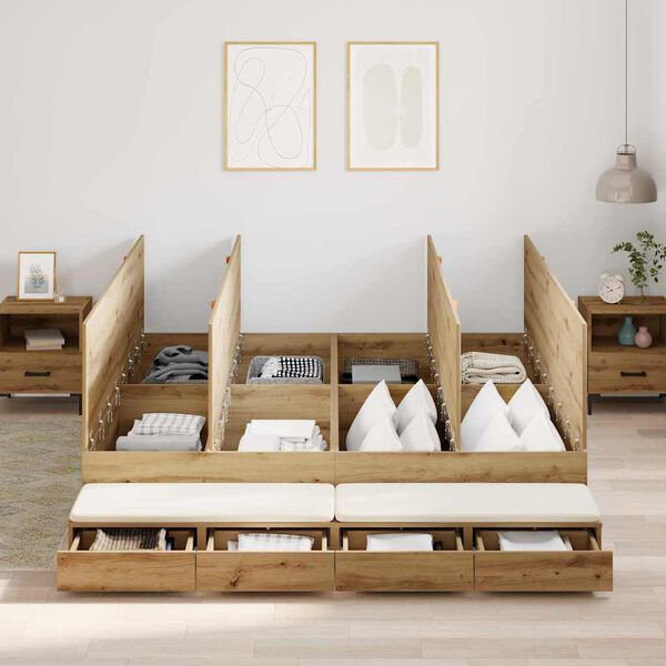 vidaXL R&aacute;m postele s &uacute;ložn&yacute;m prostorem Remeseln&yacute; dub 180 cm