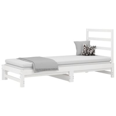 vidaXL Rozkladacia denná posteľ biela 2x(90x200) cm borovicový masív